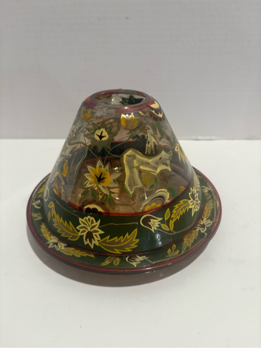 Yankee Candle Green and Yellow Floral Glass Candle Shade